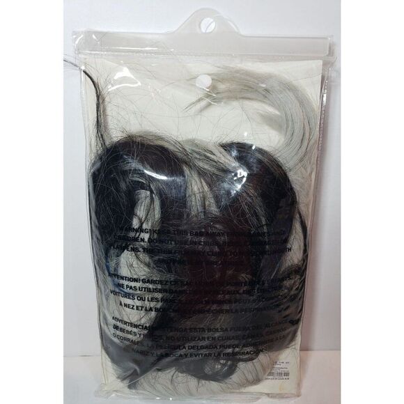 Women's Wig Long Ombre Black & White Wig Synthetic Fiber Cosplay Costume Hair - Picture 3 of 3